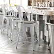 All-Weather Commercial Counter Stool with Removable Back/Poly Seat-White/Gray