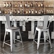 All-Weather Commercial Counter Stool with Removable Back/Poly Seat-White/Gray