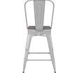 All-Weather Commercial Counter Stool with Removable Back/Poly Seat-White/Gray