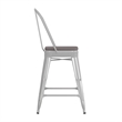 All-Weather Commercial Counter Stool with Removable Back/Poly Seat-White/Gray