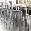 All-Weather Commercial Bar Stool with Removable Back/Poly Seat-Silver/Gray