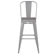 All-Weather Commercial Bar Stool with Removable Back/Poly Seat-Silver/Gray