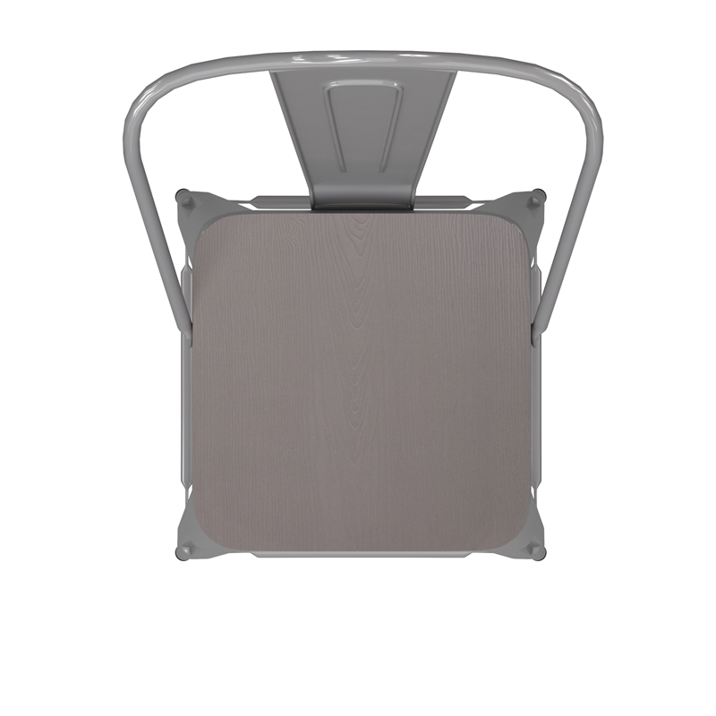 All-Weather Commercial Bar Stool with Removable Back/Poly Seat-Silver/Gray