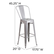 All-Weather Commercial Bar Stool with Removable Back/Poly Seat-Silver/Gray