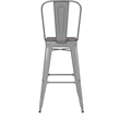 All-Weather Commercial Bar Stool with Removable Back/Poly Seat-Silver/Gray