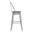All-Weather Commercial Bar Stool with Removable Back/Poly Seat-Silver/Gray