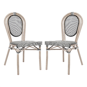 2 All-Weather Commercial Paris Chairs with LT Natural Metal Frame-Black/White
