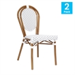 2 PK All-Weather Commercial Paris Chair with Bamboo Print Metal Frame-White/Gray