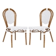 2 PK All-Weather Commercial Paris Chair with Bamboo Print Metal Frame-White/Gray