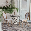2 PK All-Weather Commercial Paris Chair with Bamboo Print Metal Frame-White/Gray