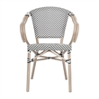 2 All-Weather Commercial Paris Chairs with Arms and LT NAT Metal Frame-Blk/Wht