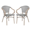 2 All-Weather Commercial Paris Chairs with Arms and LT NAT Metal Frame-Blk/Wht