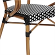 2 PK All-Weather Commercial Paris Chairs with Bamboo Print Metal Frames-Blk/Wht