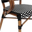 2 PK All-Weather Commercial Paris Chairs with Bamboo Print Metal Frames-Blk/Wht