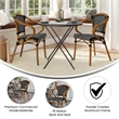 2 PK All-Weather Commercial Paris Chairs with Bamboo Print Metal Frames-Blk/Wht