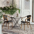 2 PK All-Weather Commercial Paris Chairs with Bamboo Print Metal Frames-Blk/Wht