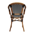 2 PK All-Weather Commercial Paris Chairs with Bamboo Print Metal Frames-Blk/Wht