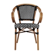 2 PK All-Weather Commercial Paris Chairs with Bamboo Print Metal Frames-Blk/Wht