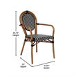 2 PK All-Weather Commercial Paris Chairs with Arms with Metal Frame-Blk/Wht