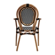 2 PK All-Weather Commercial Paris Chairs with Arms with Metal Frame-Blk/Wht