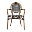 2 PK All-Weather Commercial Paris Chairs with Arms with Metal Frame-Blk/Wht