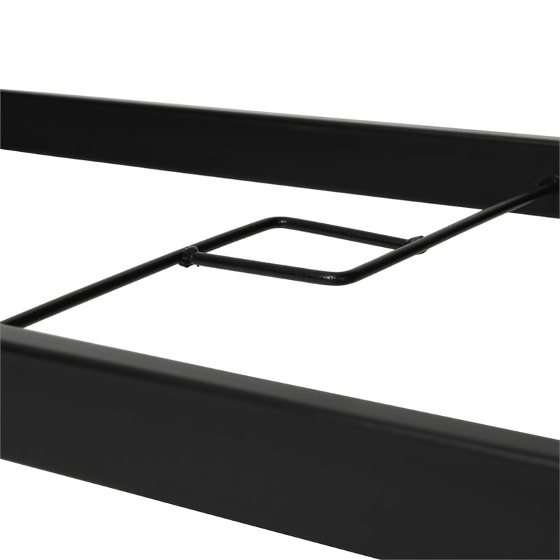 Commercial 35x59 Tempered Glass and Steel Patio Table with Umbrella Hole-Black