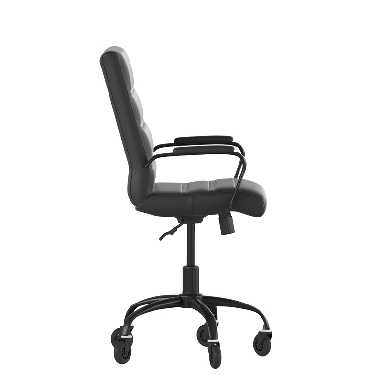 Executive Chair with Black Frame & Arms on Skate Wheels - Black LeatherSoft
