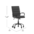 Executive Chair with Black Frame & Arms on Skate Wheels - Black LeatherSoft