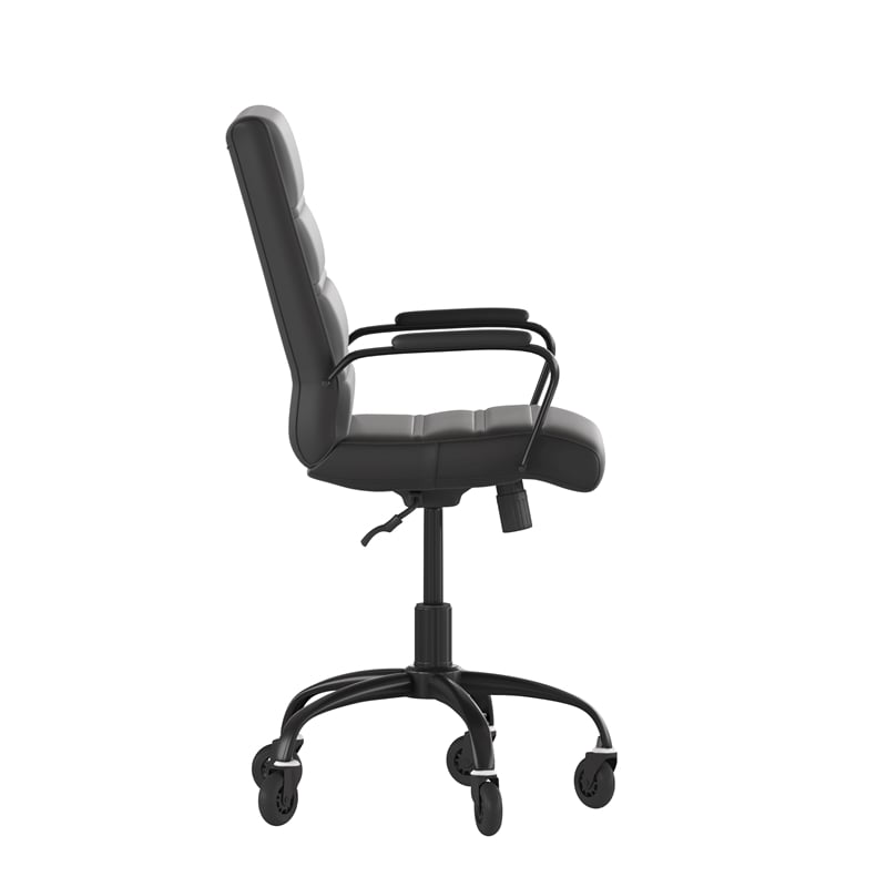 Executive Chair with Black Frame & Arms on Skate Wheels - Black LeatherSoft