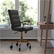 Executive Chair with Gold Frame & Arms on Skate Wheels - Black LeatherSoft