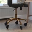Executive Chair with Gold Frame & Arms on Skate Wheels - Black LeatherSoft