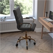 Executive Chair with Gold Frame & Arms on Skate Wheels - Black LeatherSoft