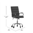 Executive Chair with Chrome Frame & Arms on Skate Wheels - Black LeatherSoft