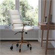 Executive Chair with Gold Frame & Arms on Skate Wheels - White LeatherSoft