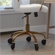 Executive Chair with Gold Frame & Arms on Skate Wheels - White LeatherSoft