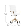 Executive Chair with Gold Frame & Arms on Skate Wheels - White LeatherSoft