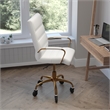 Executive Chair with Gold Frame & Arms on Skate Wheels - White LeatherSoft