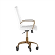Executive Chair with Gold Frame & Arms on Skate Wheels - White LeatherSoft
