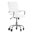 Executive Chair with Chrome Frame & Arms on Skate Wheels - White LeatherSoft