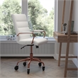Executive Chair with Rose Gold Frame & Arms on Skate Wheels - White LeatherSoft