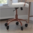 Executive Chair with Rose Gold Frame & Arms on Skate Wheels - White LeatherSoft