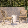 All-Weather Commercial Paris Chair - Bamboo Print Aluminum Frame-Natural/White
