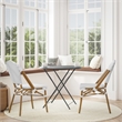 All-Weather Commercial Paris Chair with Bamboo Print Aluminum Frame-White/Gray