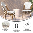 All-Weather Commercial Paris Chair with Bamboo Print Aluminum Frame-White/Gray