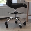 Drafting Chair with Roller Wheels Adjustable Foot Ring - Black LeatherSoft