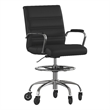 Drafting Chair with Roller Wheels Adjustable Foot Ring - Black LeatherSoft