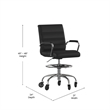 Drafting Chair with Roller Wheels Adjustable Foot Ring - Black LeatherSoft