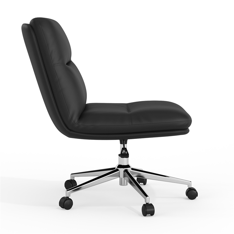 Commercial Mid-Back Padded LeatherSoft Swivel Office Chair in Black/Chrome
