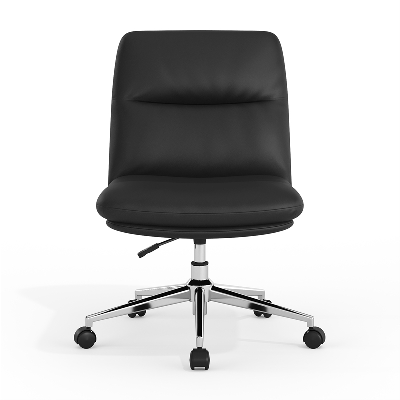 Commercial Mid-Back Padded LeatherSoft Swivel Office Chair in Black/Chrome