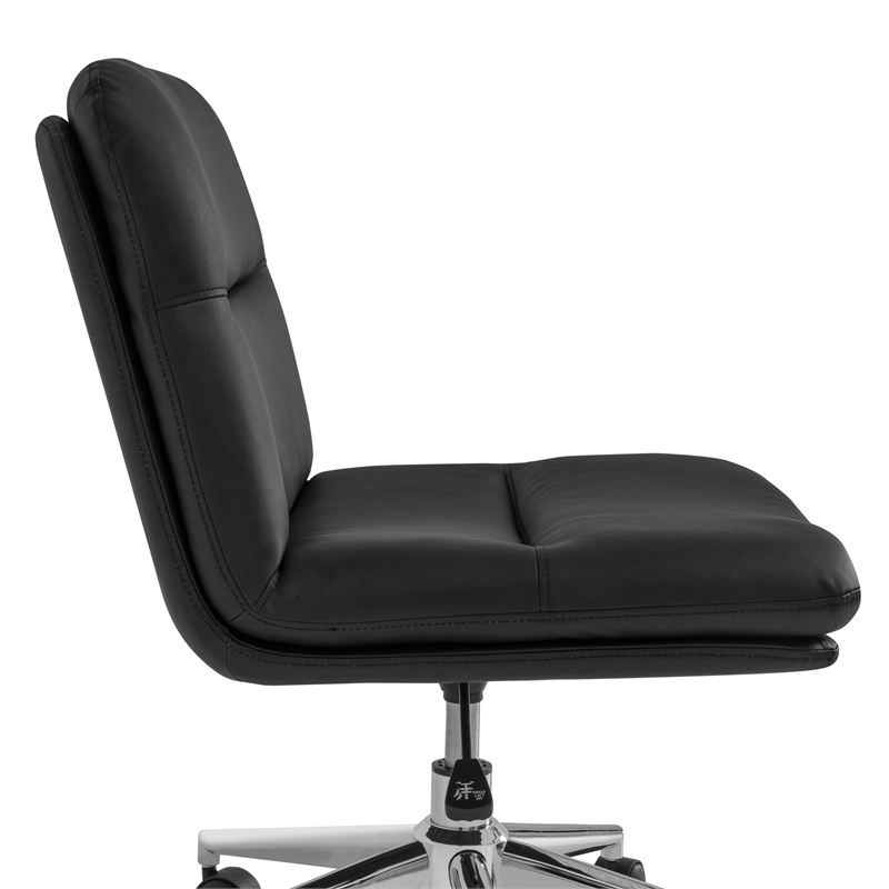 Commercial Mid-Back Padded LeatherSoft Swivel Office Chair in Black/Chrome